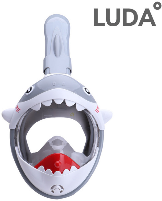 루다 원터치버클형 상어 유아 스노쿨링마스크 어린이 KC인증제품, 그레이