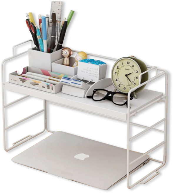 디모어 높이조절 책상정리 미니 공간 선반, 화이트, 2단