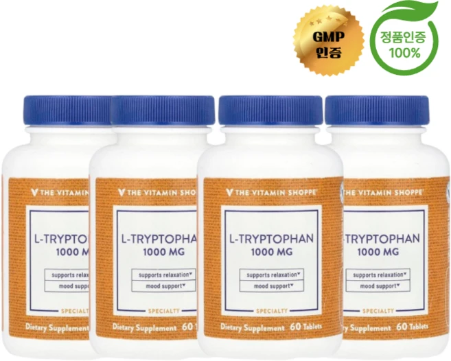 2+2 더 비타민 샵 L트립토판 1000mg 60정, 4개 - 쿠팡