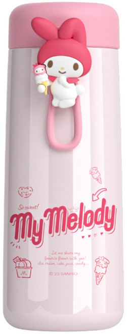 칼노 산리오 텀블러 보온보냉 원터치 물컵 물병 휴대용 쿠로미시나모롤 어린이, 마이멜로디, 1개, 350ml
