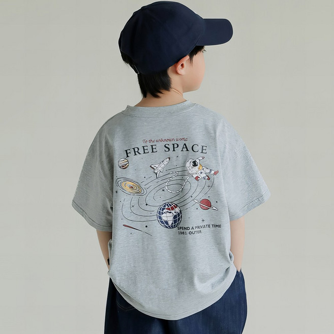 베비포 초중생 루즈핏 SPACE 프린팅 반팔티 -EW9