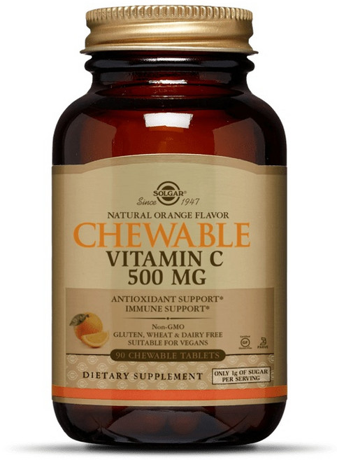 솔가 비타민 C 500mg 츄어블 타블렛 글루텐 프리 비건, 90정, 1개