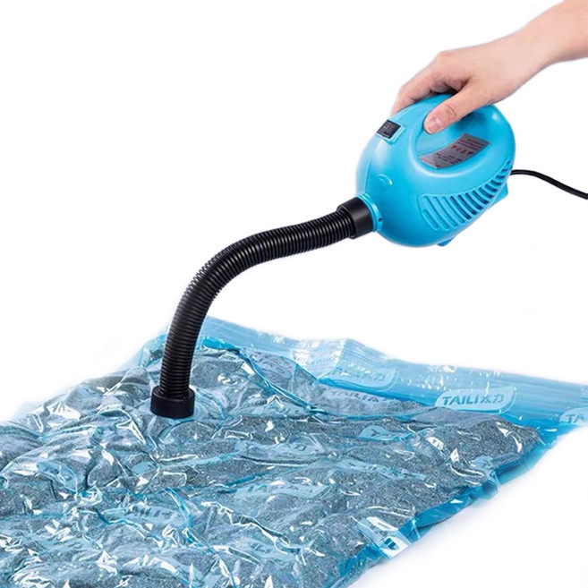 전기 압축펌프 범용 자동 이불 의류진공압축기 가정용 수납 정리 겨울옷 보관 압축팩, 1개, 푸른색