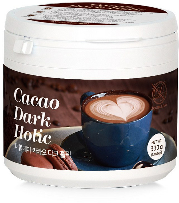 [더블데이] 카카오 다크홀릭 파우더 홈카페 330G / 네덜란드산 초코 라떼 카페모카 프라페 음료 베이스, 330g(홈카페), 1개입, 1개