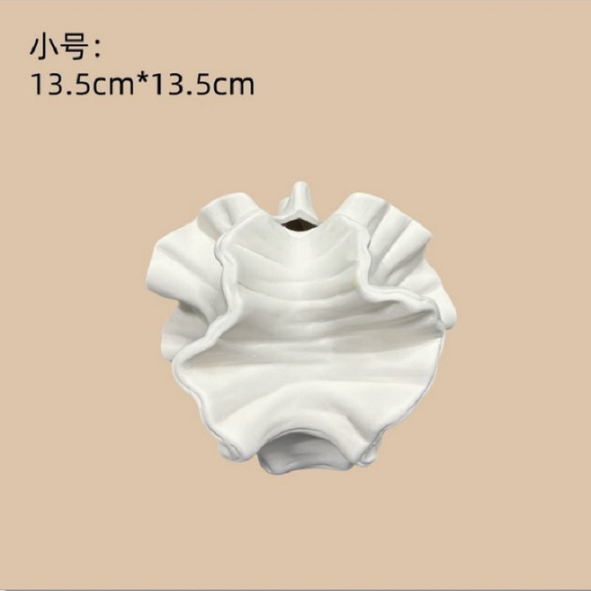 侘寂風陶瓷花瓶插花擺件客廳玄關, 素胚克萊爾白色小號