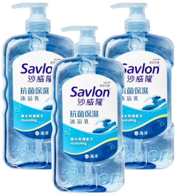 Savlon 沙威隆 抗菌保濕沐浴乳 海洋, 850g, 3瓶