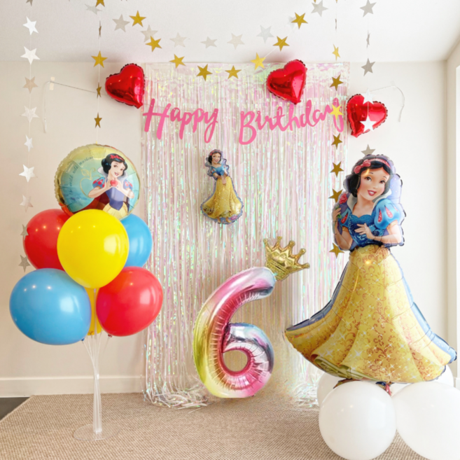백설공주 생일파티 풍선세트 디즈니 공주풍선, 1개, 무지개왕관6