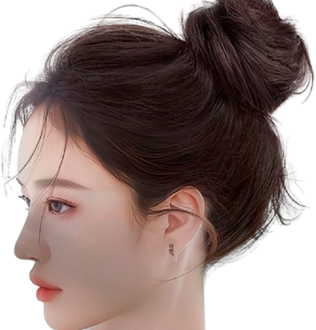 파인스 볼륨업 똥머리 올림머리 가발, 다크브라운, 1개