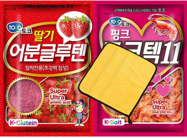 다사가 토코 떡밥 핑크텐 토코텍11+딸기어분글루텐 민물 낚시 어분 글루텐 2종세트, 핑크텐2종세트
