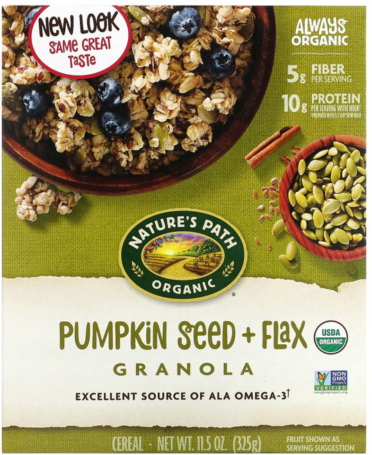 Natures Path 오가닉 펌프킨 시드 + 플랙스 그래놀라 시리얼 11.5 oz (325 g) 2팩, 325g, 1개