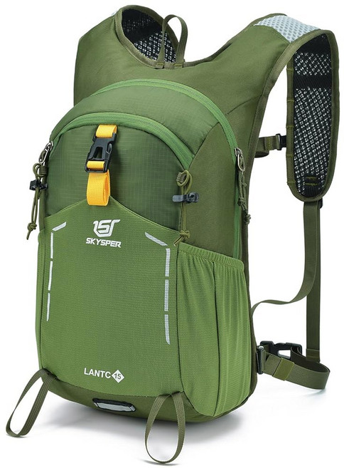 스카이스퍼 소형 하이킹 백팩 - 여성용 15L 여행용 데이팩 경량 가방 방수, Lantc15-armygreen, Small, 1개