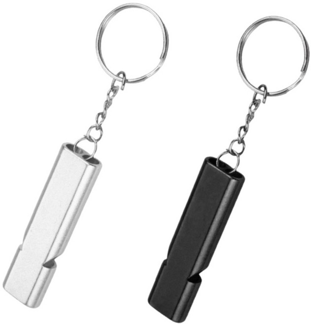 빅쓰리몰 1+1 호신용 가벼운 휴대용 호루라기 호각 휘슬 키링 열쇠고리, 실버+블랙, 1개