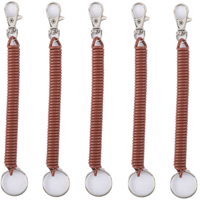 다용도 도난 분실 방지 휴대폰 가방 안전 고리 스프링 스트랩 줄, 5개, 초코 브라운