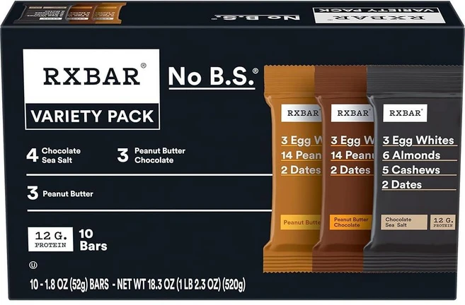 RXBAR 단백질 바 단백질 스낵 스낵 바 버라이어티 팩 518.8g(18온스) 박스 (바 10개), RxBar RXBAR 단백질 바, 스낵, 스낵 버라이어 - 쿠팡