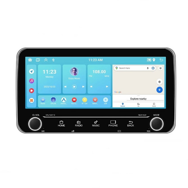 podofo 10.25인치 한국어 2Din 안드로이드 시스템 네비게이션 카플레이 안드로이드오토 WiFi연결, 2GB