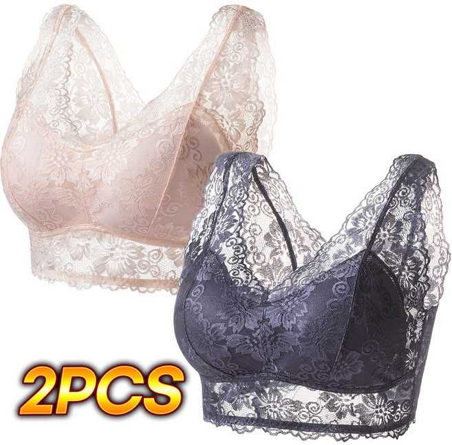 한미 인견 레이스 스포츠브라 브라렛 볼륨캡 2P