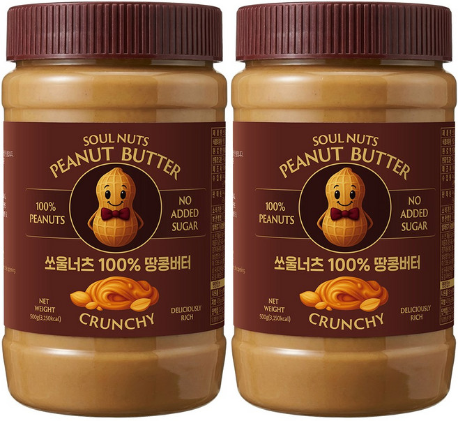 쏘울너츠 땅콩버터 크런치, 2개, 500g