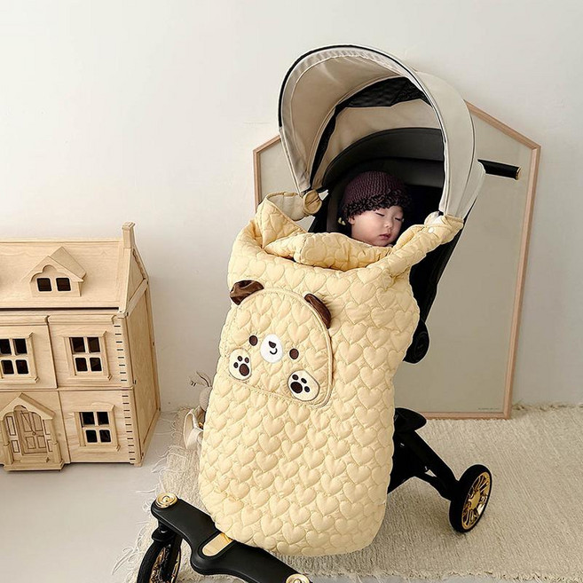 경자세상 유모차풋워머 유모차풋머프 보온 풋워머, 치즈옐로우베어