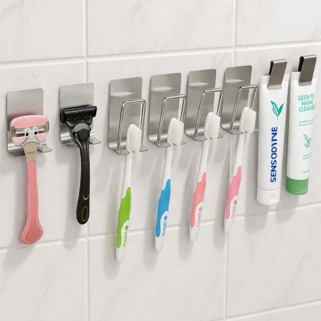 오어브랜드 4인세트 무타공 스텐 칫솔걸이 칫솔 거치대, 4인용, 1세트
