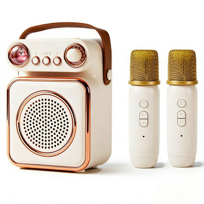 블루투스 스피커 레트로 감성 블루투스 휴대용 스피커 노래방 사운드, 베이지색