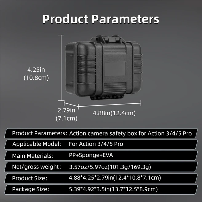 DJI 오즈모 액션 5 프로 4 3 휴대용 보관 케이스 여행 가방 어드벤처 콤보 방진 카메라 액세서리, 01 Black, 01 China Mainland