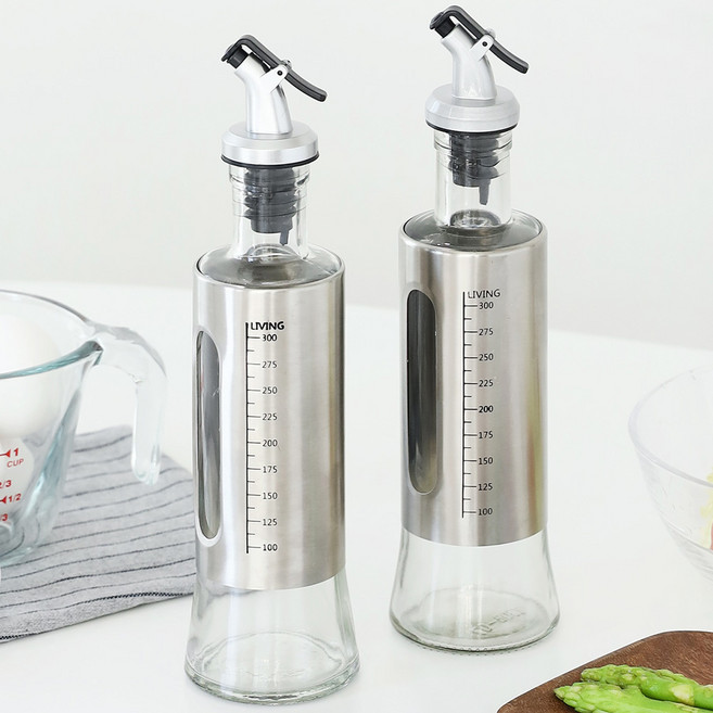 1+1 스텐 304 오일병 세트 내열유리 350ML, 2개, 스텐오일병 350ml
