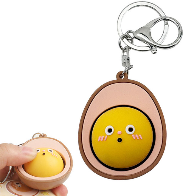 토이즈데이 구운계란 VS 삶은계란 딸각이 키링 백꾸 피젯 토이 스트레스 해소 키덜트 장난감, 1개