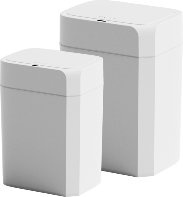 1+1 2개 구성 OLLY 냄새차단 모션인식 자동 센서 휴지통 12L+16L 사각 쓰레기통 기저귀 화장실