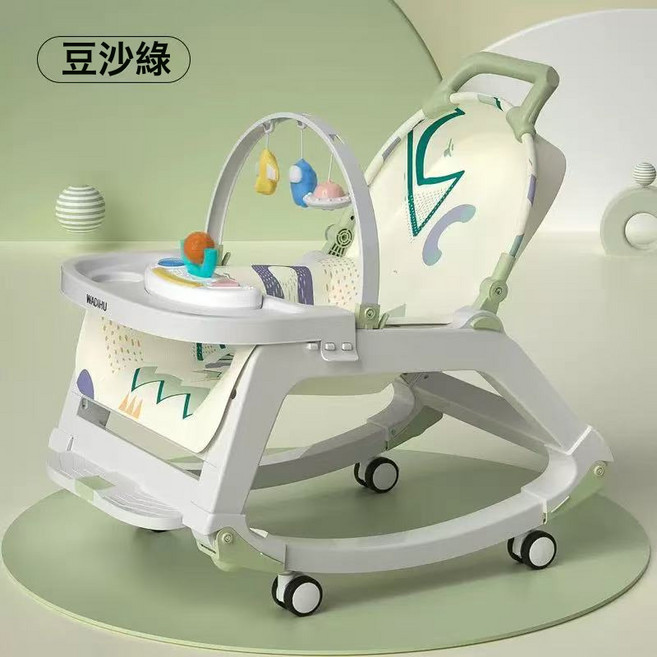 DIU 哄娃神器嬰兒搖搖椅哄睡寶寶躺椅搖籃嬰兒安撫椅兒童哄睡搖籃牀, 1件, 綠色五合一:如圖