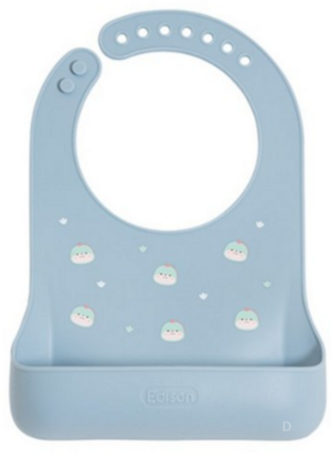 에디슨 프렌즈 베이비 실리콘 턱받이, Blue (공룡), 1개입, 2개