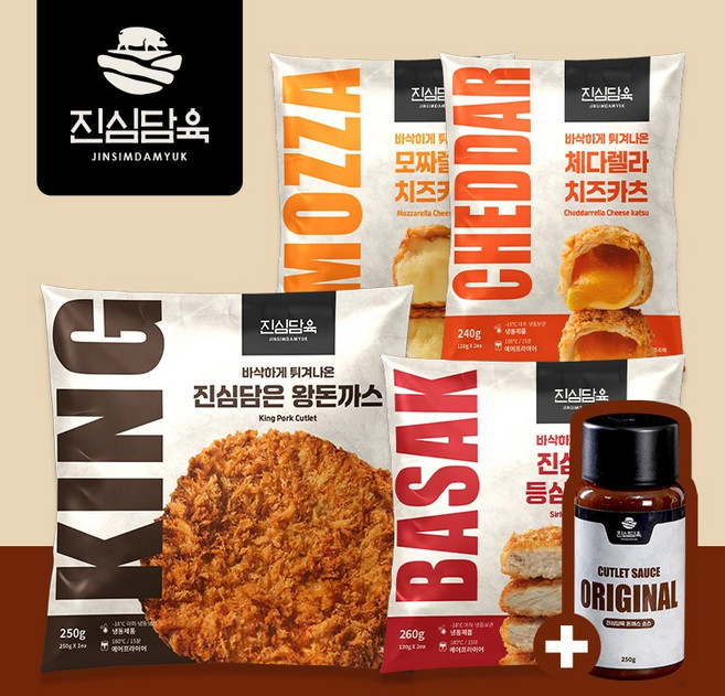 진심담육 튀겨나온 수제 돈까스 4종 (7장)+특제소스, 1개