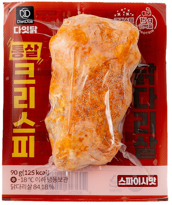 [다잇닭] 통살 크리스피 닭가슴살+닭다리살 혼합 12팩 (고단백 간편식/맛있는 다이어트 식단), 통살 닭다리살 스파이시맛, 90g, 12개