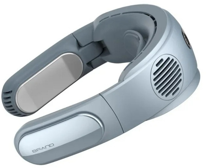 휴대용 목걸이 선풍기 접이식 넥밴드 반도체 냉각 쿨러 USB 충전식 쿨링팬 LED 표시창, 블루