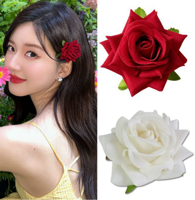 장미 플라워 로즈 포인트 헤어핀 집게핀 아이돌 머리핀 단체 대량