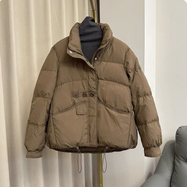 쌍천 겨울 핫한 오리털 패딩 숏 캐주얼 루즈핏 코트 차이나 넥 라이트 패션 W25110709