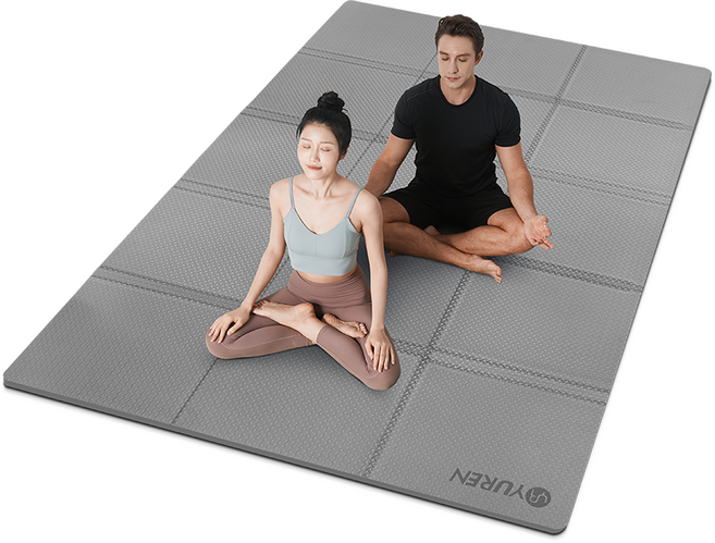 유렌 특대형 TPE 접이식 요가매트 10mm 폴딩 홈트매트 2인용 필라테스 운동매트, 1개, 라이트그레이