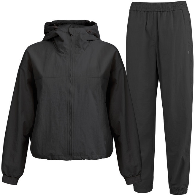 [투엘라] 여성 우븐 트레이닝 세트_프리미엄 나일론 100% 후드 집업 조거 팬츠 트레이닝복 상하의 셋업