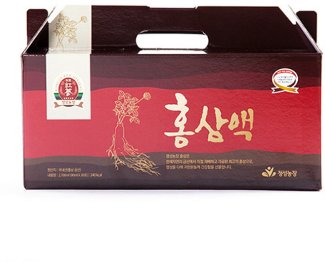 정성농장 5년근 홍삼액 30포 1상자(90mlx30개입) 단맛과 첨가물 없는 100% 순수홍삼, 2.7L, 1개