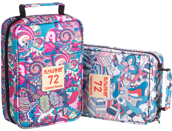 칼루어 유성 색연필 + 파우치 전문가용 미술 입시용 성인용, 1세트, 72색, 블루