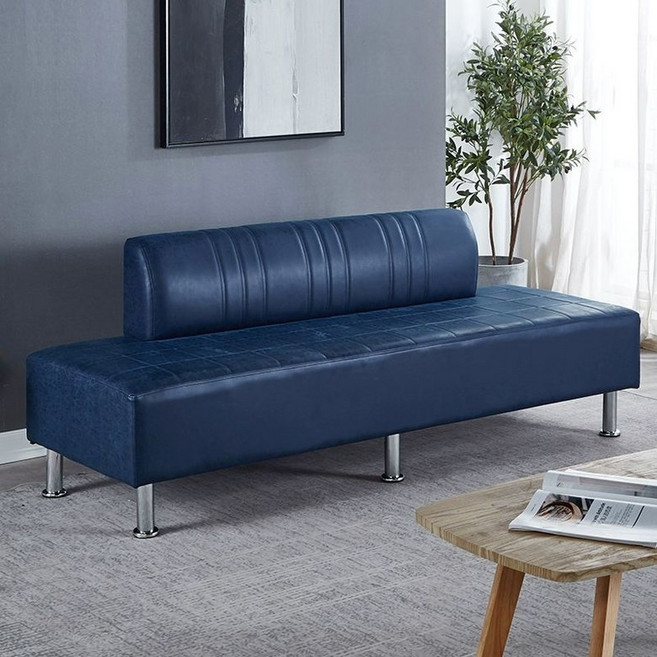 미용실 대기용 소파 의자 휴식 헤어샵 고객 대기 스타일리쉬 인조가죽, 진파랑 130cmx60cmx38cm