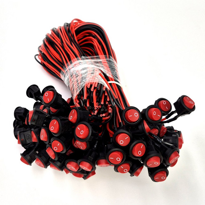 레드 중형 스위치 전기 전원 똑딱이 전원 누름버튼 100개 묶음, 1개