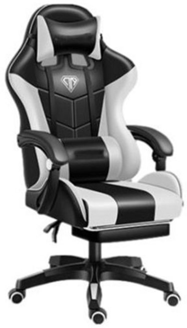 게이밍 발받침 의자 레이싱의자 게이밍의자 각도조절 사무용 의자 쿠션포함 (블랙화이트/블랙레드/핑크화이트), 블랙화이트, 본상품선택