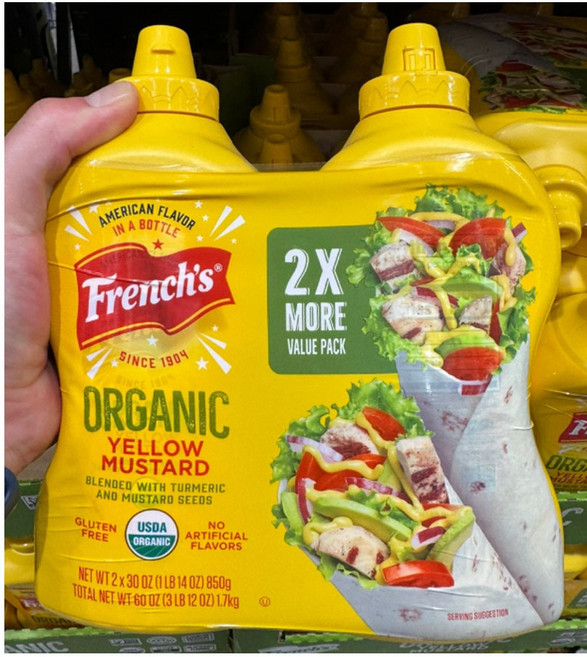 프렌치 트루 옐로우 머스타드 French's True Organics Classic Yellow Mustard, 850g, 2개