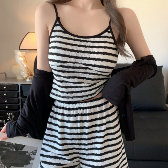 헤이룸 스트라이프 나시 반바지 홈웨어 세트