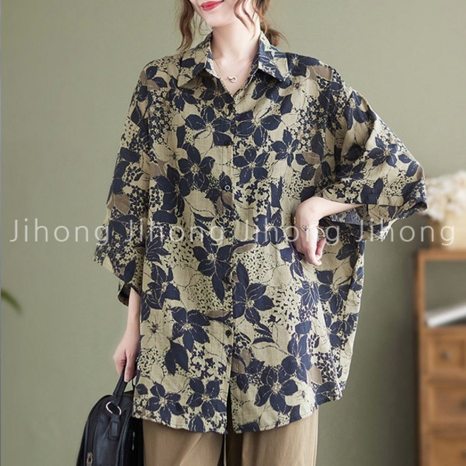 지홍 여름 루즈핏 오버핏 빅사이즈 블라우스 남방 셔츠 아주 큰 99 XXXL