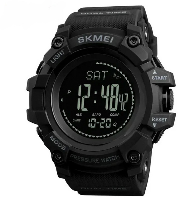 SKM 아웃도어 다기능 스포츠 등산용 고도계 기압계 온도계 나침판 만보기 방수 전자시계, 1개, 블랙(BALCK)