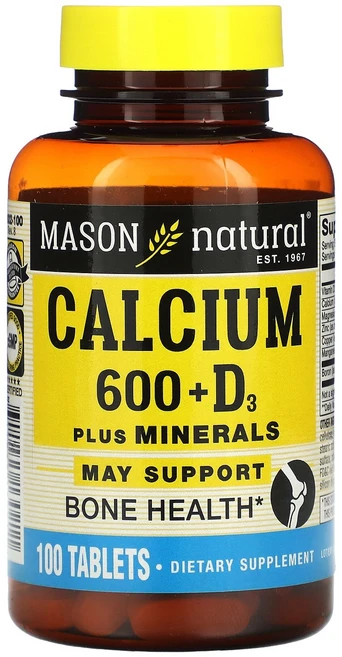 Mason Natural 칼슘 600 + 비타민D3 100정 Natural (메이슨 내추럴), 1개 - 쿠팡