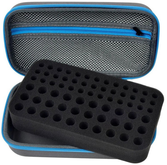 배터리 정리함 보관함 케이스 박스 69개 이상의 AA AAA 9V 3V 배터리용 테스터 미포함, 파란색