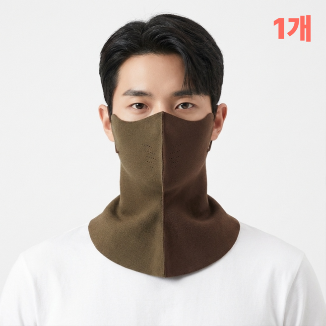 브리듬 숨쉬기편한 겨울 방한 기모 3D 입체 마스크 골프 등산 러닝 용품, 브라운, 1개