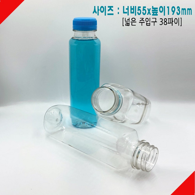 [보틀스] 400페트병 400미리 400ml 투명 사각 페트병 더치병 주스병 플라스틱병 공병 사각병 소분병 작은병 소용량 국산 공장직영, 연두캡(38파이), 100개